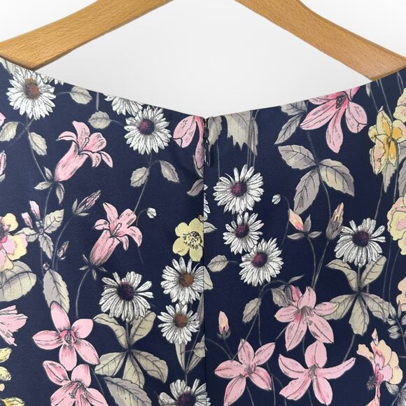 Eliza J Floral Striped Drop Waist Dress Size 6 Blue Pink Printed 3/4 Sleeve - Picture 9 of 12